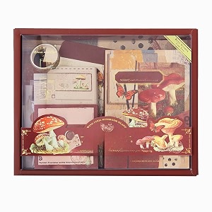 atiramaniya scrapbook kit 232 pcs junk journal kit with journaling supplies scrapbook paper a6 grid notebook washi stickers washi tape scrapbook kit craft diy gift set red mushroom