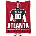 Atlanta Throw Blanket Personalized Name and Number Gifts for Men Women Kids Flannel Tapestry