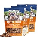 Atlantic Rush Freeze Dried Small Pet Treats - Resealable Bag of Treats for Ferrets - Single Ingredient Ferret Food with No Preservatives Or Fillers- Small Animals Treats (3-1oz, Chicken Heart)