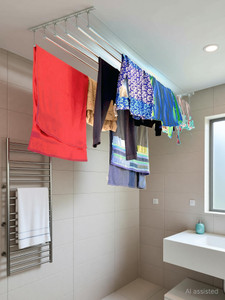 atm enterprises steel ceiling cloth dryer stand 8 feet 6 pipes set with metal channelextra cones  caps