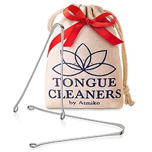 tongue scraper ayurvedic tongue cleaner pack of 2 pure copper metal tongue brush sweeper for daily oral dental hygiene fresh breath and health  cotton pouch