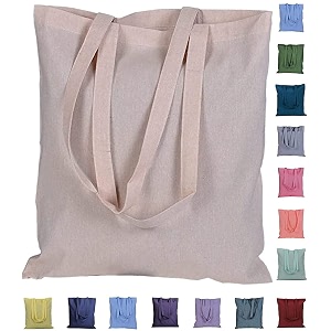 atmos green 20 colors  5  12  20  50  100  200 pack 15 x 16 inch natural color recycled cotton tote bags eco friendly super strong great choice for schools promotion made in india 5 pack