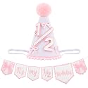 Atoden 1/2 Birthday Girl Hat Half Birthday Decorations Banner Cake Topper Balloon Princess Crown 6 Months Outfit Bow Party