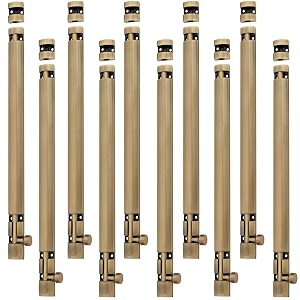 atom 10 pack 24 inch aluminum tower bolt  brass antique finish  home and offices doors and windows tower bolt tb002