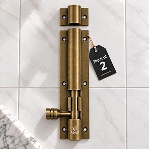 atom 6 inch aluminium tower bolt  antique finish  home and offices doors and windows tower bolt tb001 pack of 2