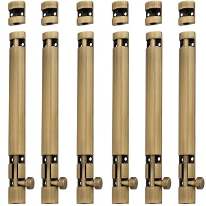 atom 6 pack 10 inch aluminum tower bolt  brass antique finish  home and offices doors and windows tower bolt tb002