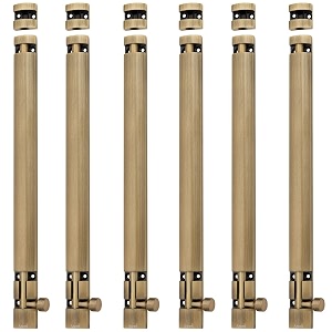 atom 6 pack 18 inch aluminium tower bolt  brass antique finish  home and offices doors and windows tower bolt tb002
