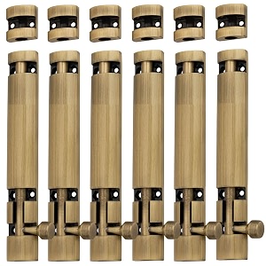 atom 6 pack 4 inch aluminum tower bolt  brass antique finish  home and offices doors and windows tower bolt tb002