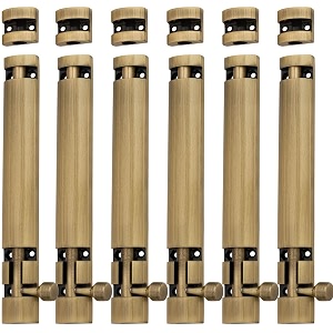 atom 6 pack 6 inch aluminum tower bolt  brass antique finish  home and offices doors and windows tower bolt tb002
