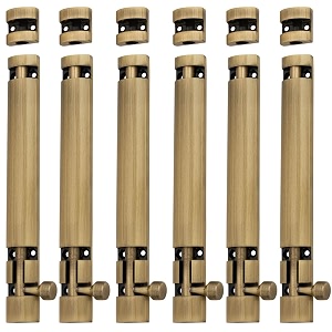 atom 6 pack 8 inch aluminum tower bolt  brass antique finish  home and offices doors and windows tower bolt tb002