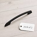 Atom 8.5 inch Zinc Cabinet Pull Handle | Black Matt Finish | Door Handles for Home &amp; Office Furniture | Cabinet Bar 545 | Pack of 2