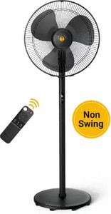 atomberg renesa non swing  silent  6 speeds  led display  ideal for home  office with 2 year warranty bldc motor with remote 400 mm pedestal fan 5 star  midnight black  pack of 1