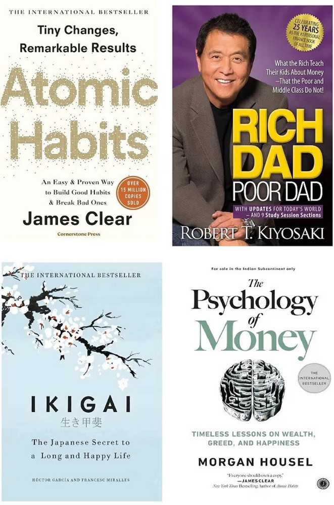 Atomic Habits + Rich Dad Poor Dad + Ikigai + The Psychology Of Money ...