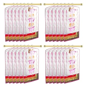 atorakushon pack of 24 printed hanging saree cover garment cover dress protection cover