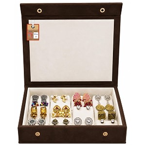 atorakushon Velvet Makeup Earring Storage Box Jhumka
