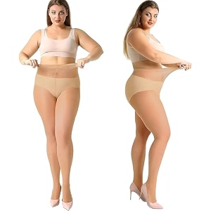 women39s plus size control top tights 70 den ultra-soft pantyhose 2 pairs natural nude in alpha xs 2 beige