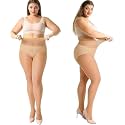 Women's Plus Size Control Top Tights, 70 Den, Ultra-Soft Pantyhose, 2 Pairs, Natural Nude (IN, Alpha, XS, 2, Beige)