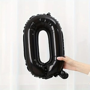 atpata funky 0 number black foil balloon 16 inch size birthday decoration items  happy birthday decoration kit  10th year birthday party anniversary wedding decorations