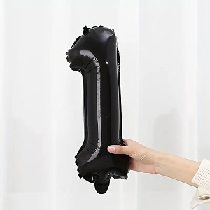 atpata funky 1 number black foil balloon 16 inch size birthday decoration items  happy birthday decoration kit  1st year birthday party anniversary wedding decorations