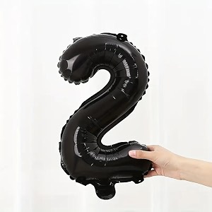 atpata funky 2 number black foil balloon 16 inch size birthday decoration items  happy birthday decoration kit  2nd year birthday party anniversary wedding decorations