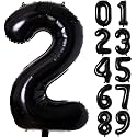 Atpata Funky 2 Number Black Foil Balloon 16 inch Size Birthday Decoration Items | Happy Birthday Decoration Kit | 2nd Year Birthday Party Anniversary Wedding Decorations