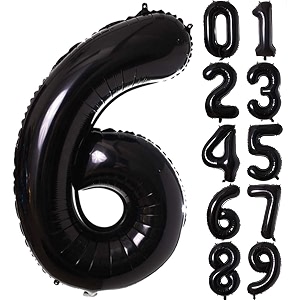 atpata funky 6 number black foil balloon 16 inch size birthday decoration items  happy birthday decoration kit  6th year birthday party anniversary wedding decorations