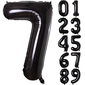 atpata funky 7 number black foil balloon 16 inch size birthday decoration items  happy birthday decoration kit  7th year birthday party anniversary wedding decorations