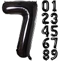 Atpata Funky 7 Number Black Foil Balloon 32 Inch Size Ideal for 7th Birthday Parties, Wedding Anniversaries and Special Events Decorations Items | Gold Foil Balloon for Birthday Decoration Kit