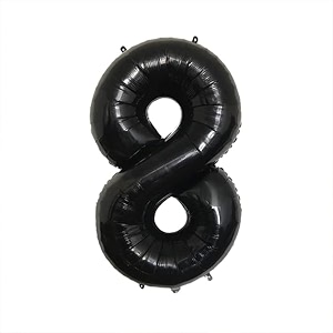 atpata funky 8 number black foil balloon 40 inch size birthday decoration items  happy birthday decoration kit  8th year birthday party anniversary wedding decorations