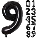 Atpata Funky 9 Number Black Foil Balloon 32 Inch Size Ideal for 9th Birthday Parties, Wedding Anniversaries and Special Events Decorations Items | 9 No. Black Foil Balloon for Birthday Decoration Kit