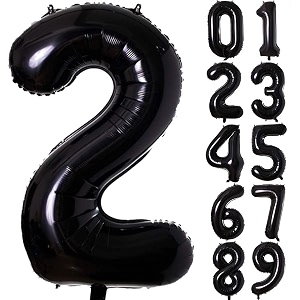 atpata funky black number foil balloons for numeric milestone parties 40 inch 2