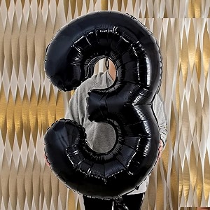 atpata funky black number foil balloons for numeric milestone parties 40 inch 3