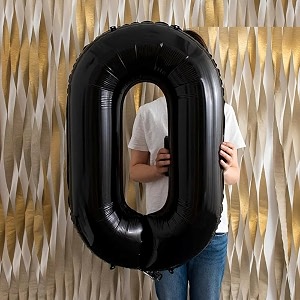 atpata funky black number foil balloons for numeric milestone parties 40 inch 0