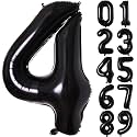 Atpata Funky Black Number Foil Balloons for Numeric Milestone Parties (32 INCH, 4)