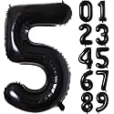 Atpata Funky Black Number Foil Balloons for Numeric Milestone Parties (16 INCH, 5)