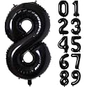 Atpata Funky Black Number Foil Balloons for Numeric Milestone Parties (16 INCH, 8)
