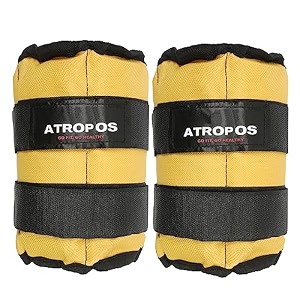 atropos adjustable anklewrist weights ideal for walkingrunningjoggingcyclinggym amp strength training  easy to use on anklewristleg 2kgs x 2 units  4kgs yellow