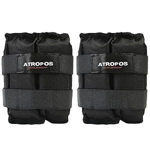 atropos adjustable anklewrist weights ideal for walkingrunningjoggingcyclinggym amp strength training  easy to use on anklewristleg 2kgs x 2 units  4kgs black