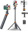 ATSolutions Premium 5ft Selfie Stick Mobile Tripod with Wireless Bluetooth Remote Tripod (Black, Supports Up to 1500 g)