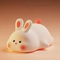 ATSUI Rabbit Night Light, LED Squishy Novelty Animal Night Lamp, Food Grade Silicone 3 Level Dimmable Nursery Nightlight for Desk Decor, Funny Gifts Stuff for Boys Girls Baby, White Elephant Gifts