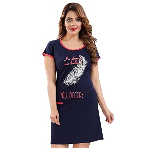 ATTEMPT Womens Cotton Nighty Nightgown Sleepwear Short