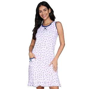 ATTEMPT Womens Cotton Printed Knee Length Night