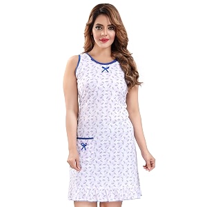 ATTEMPT Womens Cotton Printed Knee Length Night