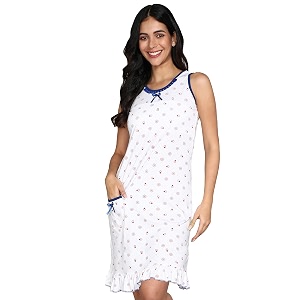 ATTEMPT Womens Cotton Printed Knee Length Night