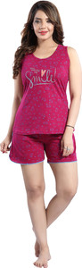 Attempt Women Printed Pink Top Shorts