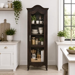 the attic catania kitchen cabinet multipurpose cabinet for bedroom living room study bar solid wood bookshelfkitchen cabinet solid mango wood walnut finish glass