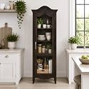 The Attic Catania Kitchen Cabinet, Multipurpose Cabinet for Bedroom Living Room Study bar, Solid Wood Bookshelf/Kitchen Cabinet, Solid Mango Wood, Walnut Finish Glass