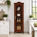 The Attic Catania Kitchen Cabinet, Multipurpose Cabinet for Bedroom Living Room Study bar, Solid Wood Bookshelf/Kitchen Cabinet, Solid Mango Wood, Honey Finish Glass