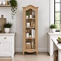 The Attic Catania Kitchen Cabinet, Multipurpose Cabinet for Bedroom Living Room Study bar, Solid Wood Bookshelf/Kitchen Cabinet, Solid Mango Wood, Natural Finish Glass