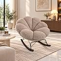 The Attic FloraNest Rocking Chair, Living Room, Bedroom Modern Chair, Cozy &amp; Comfy Beige